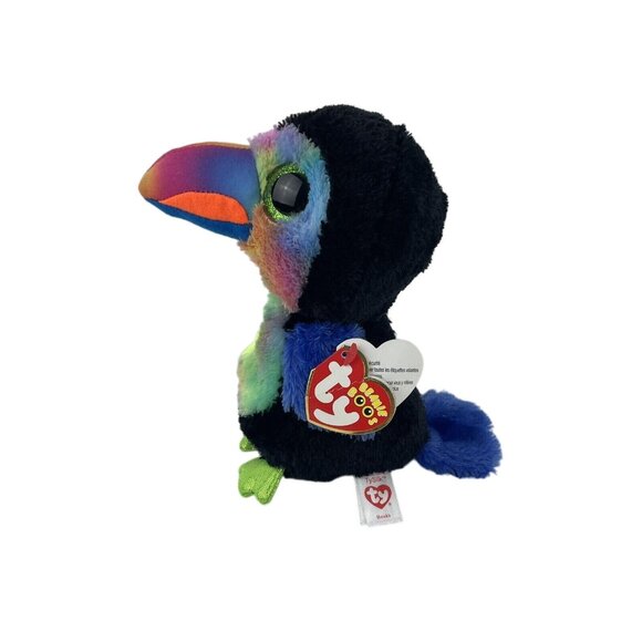 Ty Beanie Boos Beaks Toucan Bird 7" Plush Stuffed Toy Green Glitter Eyes w/Tags - Picture 2 of 9